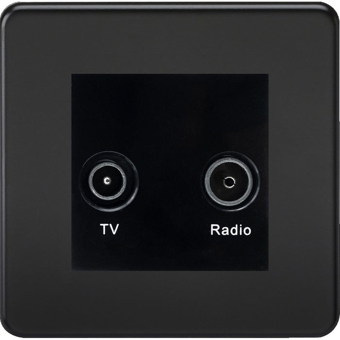 Knightsbridge Screwless Matt Black TV and DAB Socket SF0160MMBB Available from RS Electrical 