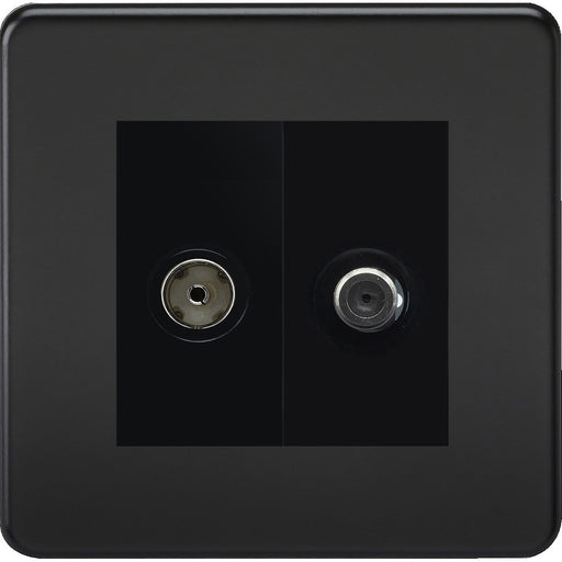 Knightsbridge Screwless Matt Black TV and Satellite Socket SF0140MMBB Available from RS Electrical 