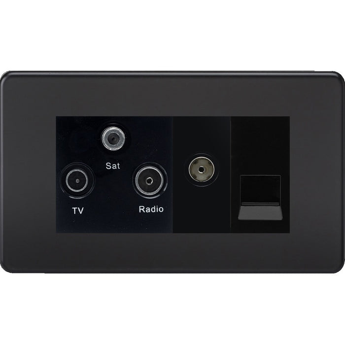 Knightsbridge Screwless Matt Black Triplex Combination TV Socket SF0500MMBB Available from RS Electrical 