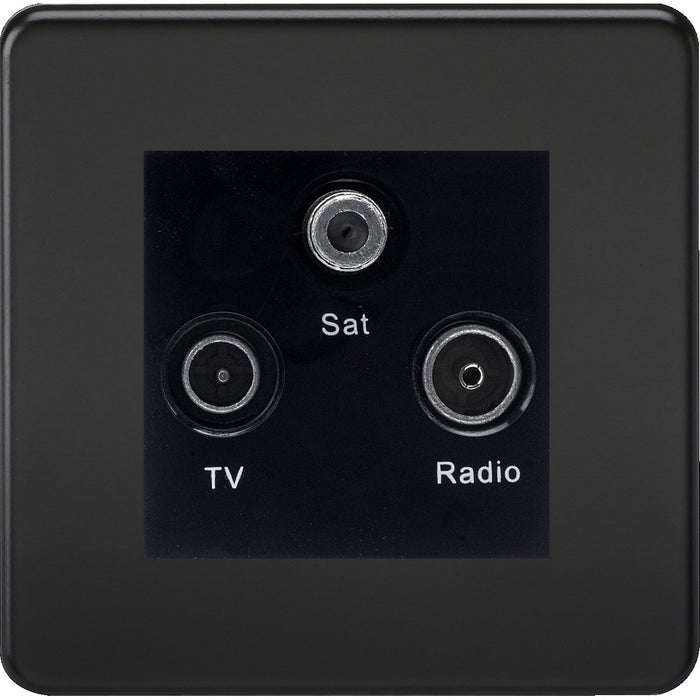 Knightsbridge Screwless Matt Black Triplex TV Socket SF0300MMBB Available from RS Electrical 