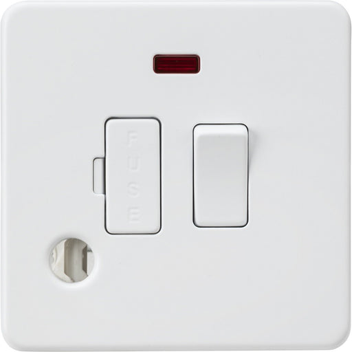 Knightsbridge Screwless Matt White 13A Switched Spur with Neon & Flex Outlet SF6300FMW Available from RS Electrical