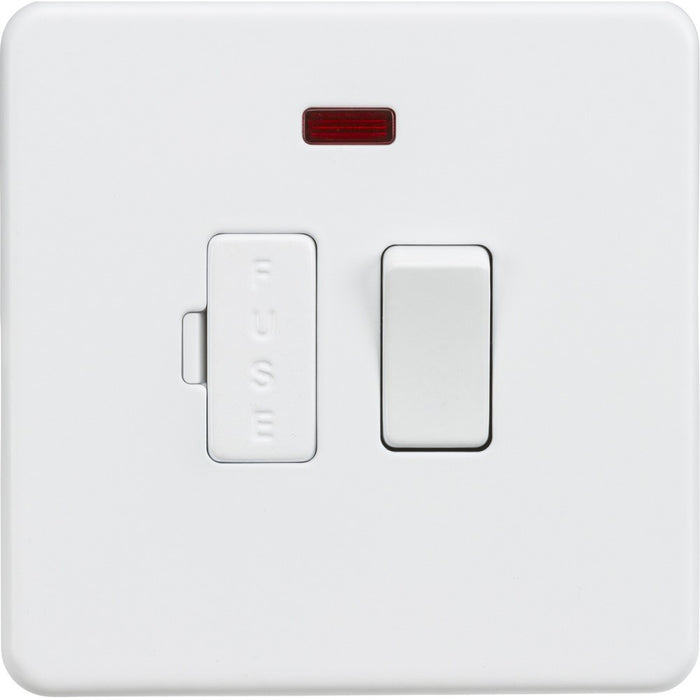 Knightsbridge Screwless Matt White 13A Switched Spur with Neon SF6300NMWAvailable from RS Electrical