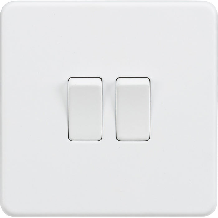 Knightsbridge Screwless Matt White 2G Intermediate Light Switch SF1202MWAvailable from RS Electrical