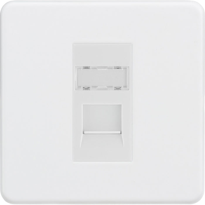 Knightsbridge Screwless Matt White Cat5e Data Socket SFRJ45MMWAvailable from RS Electrical