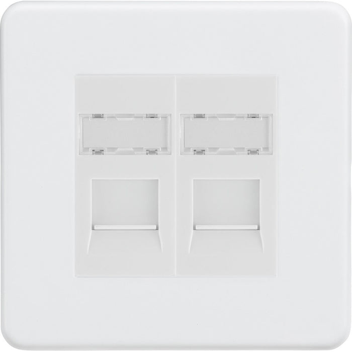 Knightsbridge Screwless Matt White Double Cat5e Data Socket SFRJ452MMWAvailable from RS Electrical