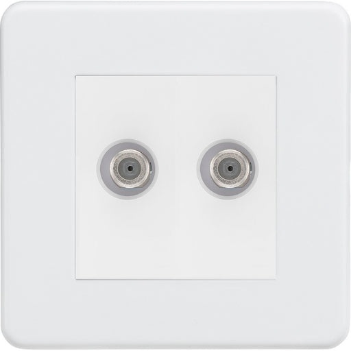 Knightsbridge Screwless Matt White Double Satellite Socket SF0250MMWAvailable from RS Electrical