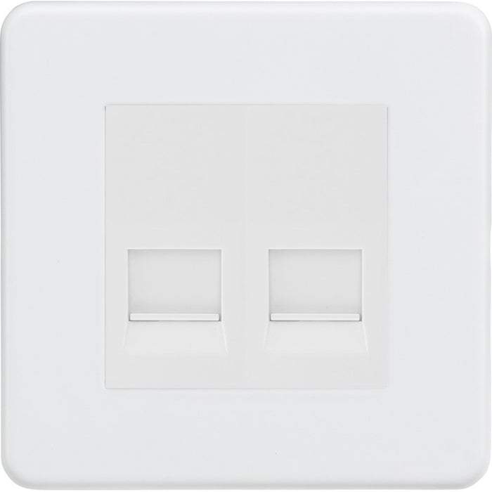 Knightsbridge Screwless Matt White Double Slave Telephone Socket SF7420MMWAvailable from RS Electrical