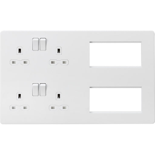 Knightsbridge Screwless Matt White Double Socket Combination Plate SFR298MWAvailable from RS Electrical