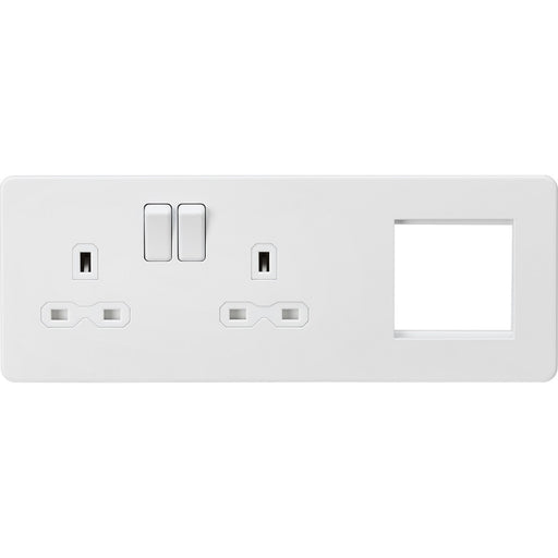 Knightsbridge Screwless Matt White Double Socket with 2G Euro Plate SFR192LMWAvailable from RS Electrical