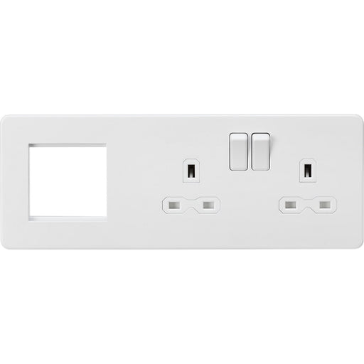 Knightsbridge Screwless Matt White Double Socket with 2G Euro Plate SFR192RMWAvailable from RS Electrical