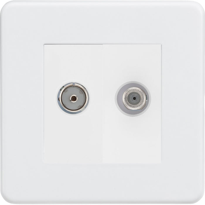 Knightsbridge Screwless Matt White TV and Satellite Socket SF0140MMWAvailable from RS Electrical