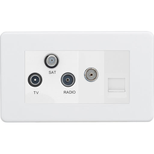 Knightsbridge Screwless Matt White Triplex Combination TV Socket SF0500MMWAvailable from RS Electrical