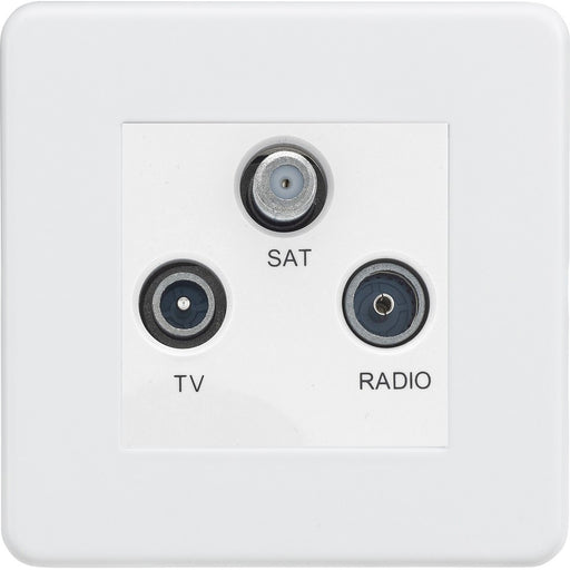 Knightsbridge Screwless Matt White Triplex TV Socket SF0300MMWAvailable from RS Electrical