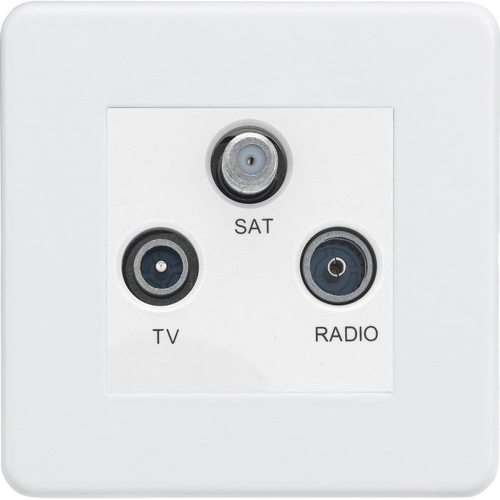 Knightsbridge Screwless Matt White Triplex TV Socket SF0300MMWAvailable from RS Electrical