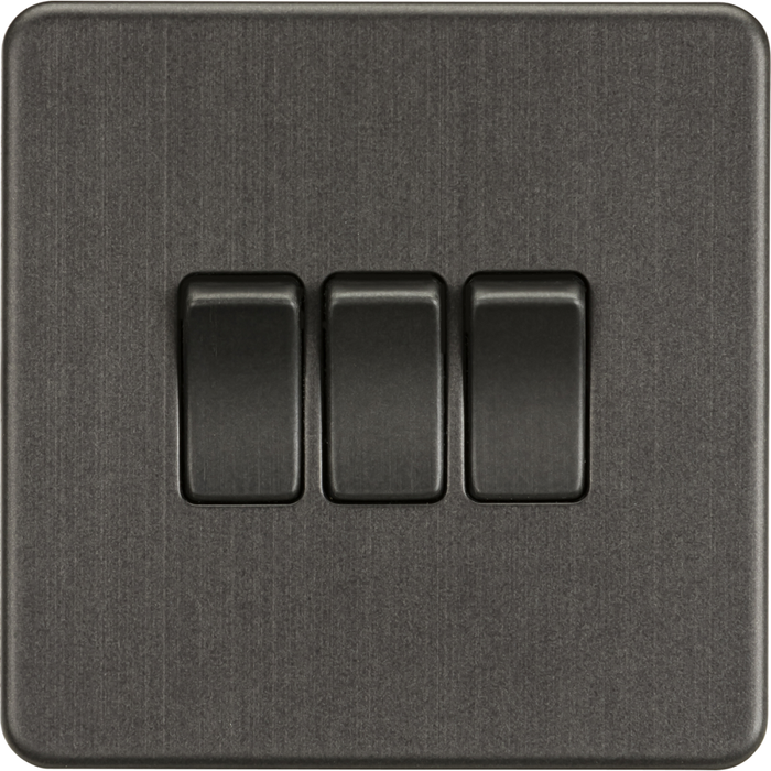 Knightsbridge Screwless Smoked Bronze 3G Light Switch SF4000SB Available from RS Electrical Supplies