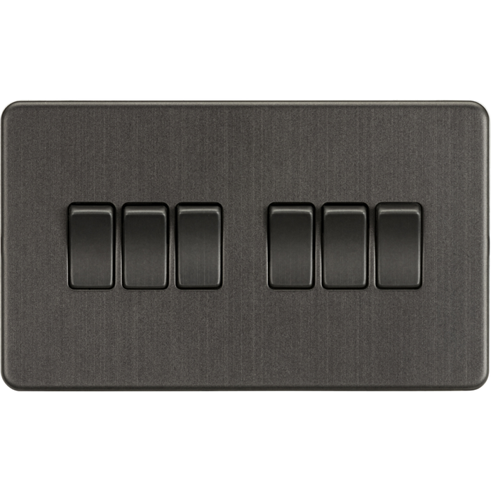 Knightsbridge Screwless Smoked Bronze 6G Light Switch SF4200SB Available from RS Electrical Supplies