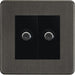 Knightsbridge Screwless Smoked Bronze Double Satellite Socket SF0250MSBB Available from RS Electrical Supplies