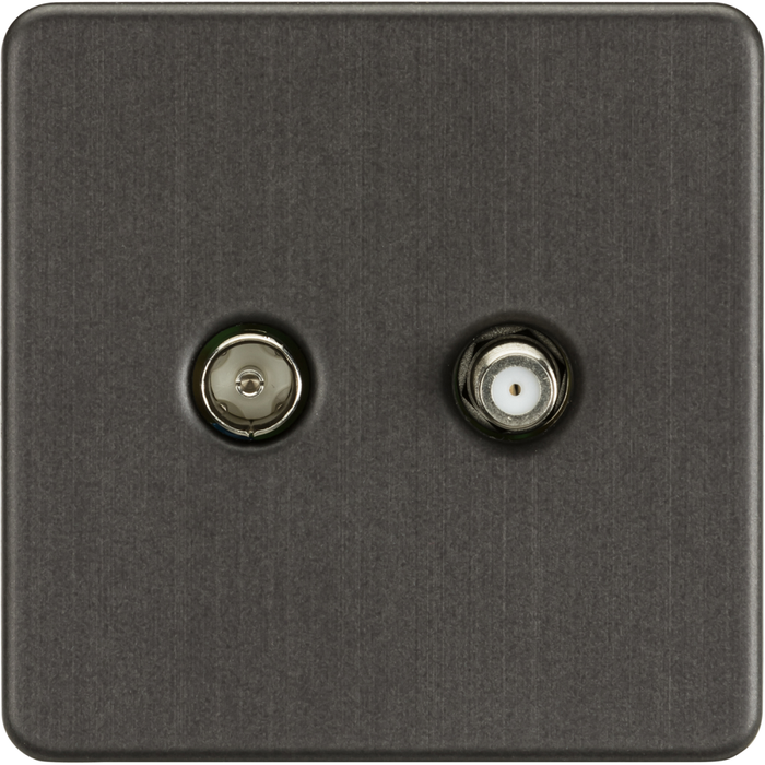 Knightsbridge Screwless Smoked Bronze TV & Satellite Socket SF0140SB Available from RS Electrical Supplies