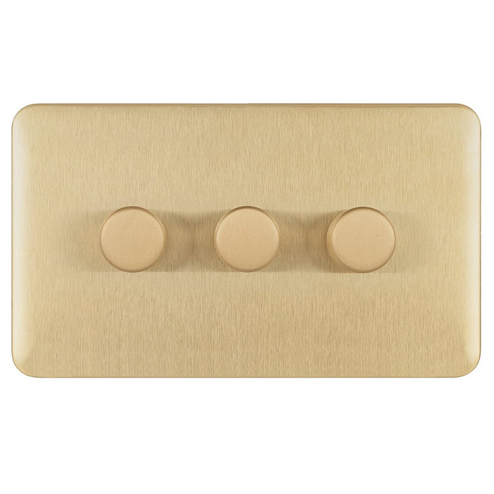 Schneider Lisse Deco Satin Brass 3G 2W LED 150W Dimmer Switch GGBL6032LMSBS