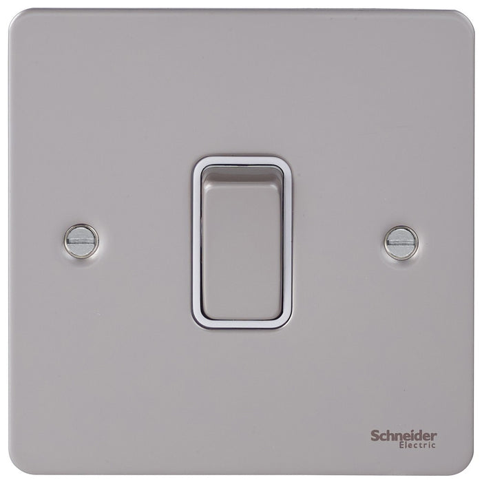 Schneider Ultimate Flat Plate Pearl Nickel 1G Intermediate Switch GU1214WPNAvailable from RS Electrical