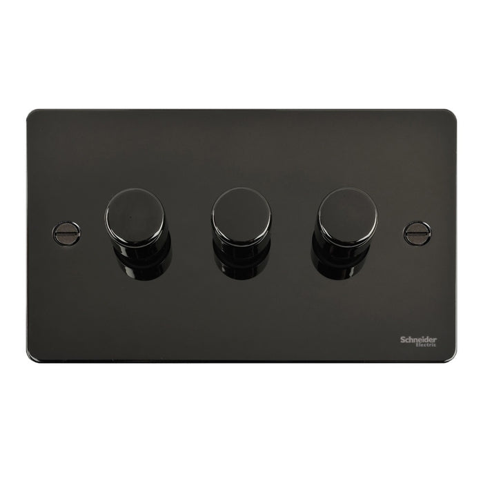 Schneider Ultimate Flat Plate Black Nickel 3G 2W LED 150W Dimmer Switch GU6232LMBN