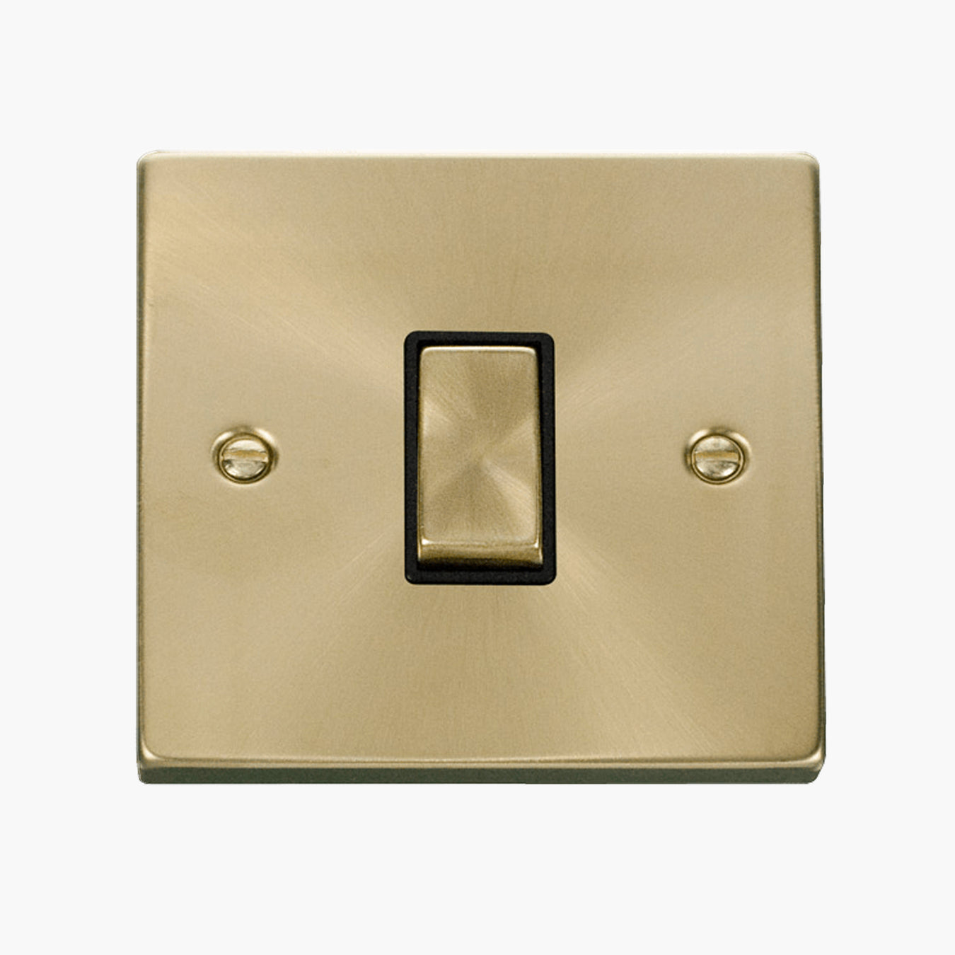 Click Deco Satin Brass black insert Light Switches Available from RS Electrical Supplies