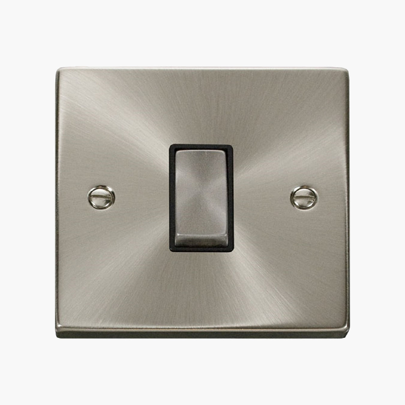 Click Deco Satin Chrome Black Intermediate Switches available from RS Electrical Supplies