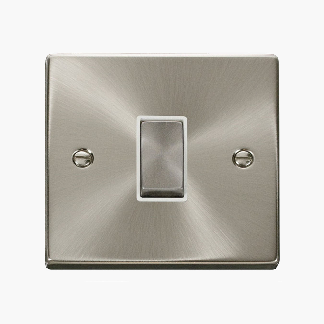 Click Deco Satin Chrome White Intermediate Switches available from RS Electrical Supplies