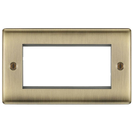 BG Nexus Metal Antique Brass 4G Euro Plate NABEMR4 Available from RS Electrical Supplies