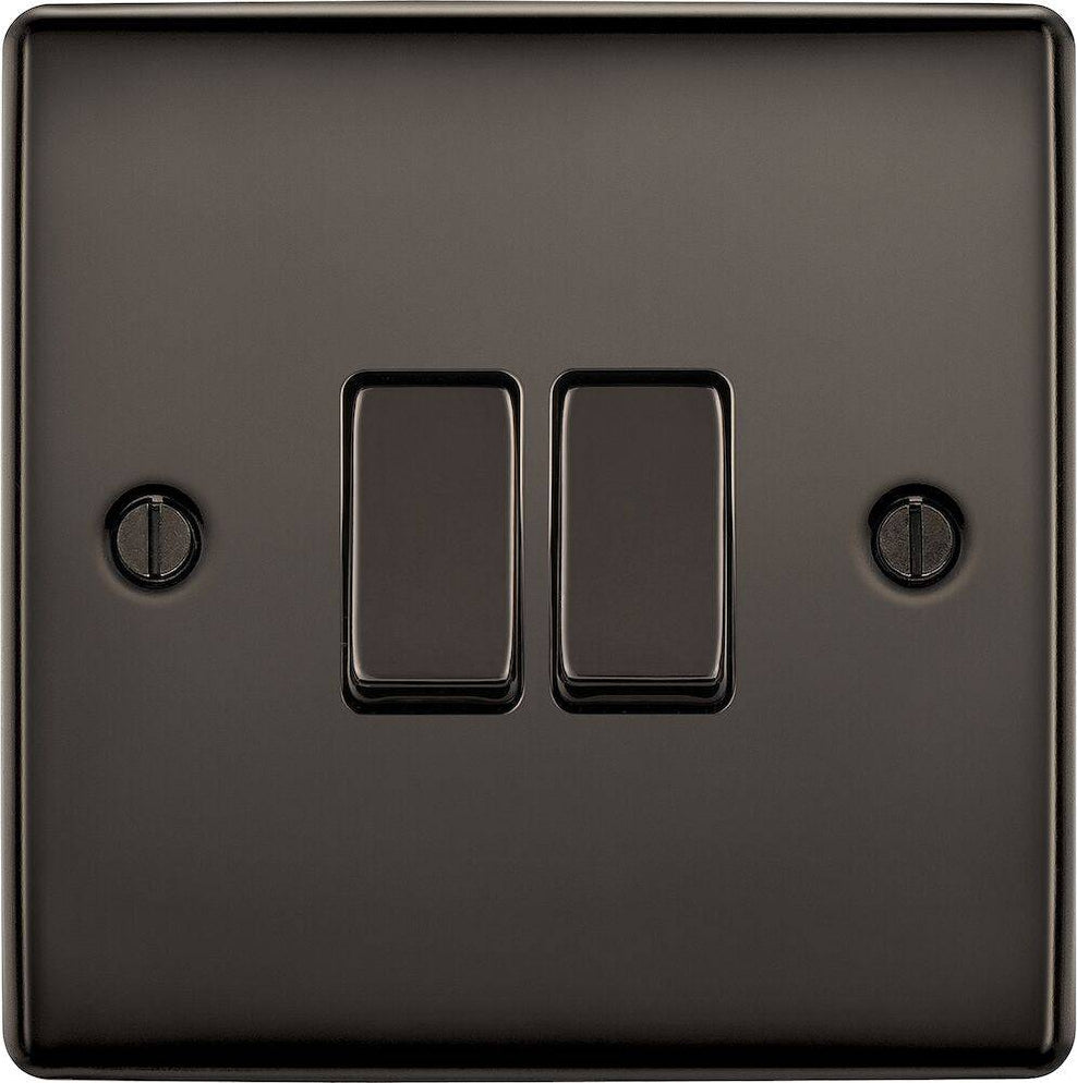 Bg Nexus Metal Black Nickel 2g 2w Light Switch Nbn42 Rs Electrical