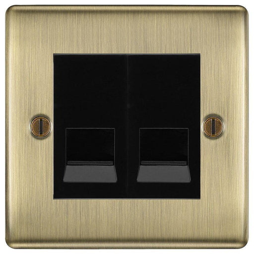 BG Nexus Metal Antique Brass Double Master Telephone Socket NABBTM2B Available from RS Electrical Supplies