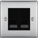 BG Nexus Metal Brushed Steel Double Master Telephone Socket NBSBTM2B Available from RS Electrical Supplies