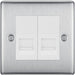 BG Nexus Metal Brushed Steel Double Master Telephone Socket NBSBTM2W Available from RS Electrical Supplies