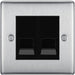 BG Nexus Metal Brushed Steel Double Secondary Telephone Socket NBSBTS2B Available from RS Electrical Supplies