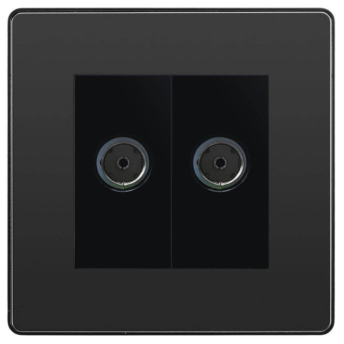 BG Evolve Black Chrome Double Co axial Socket PCDBC602B Available from RS Electrical Supplies