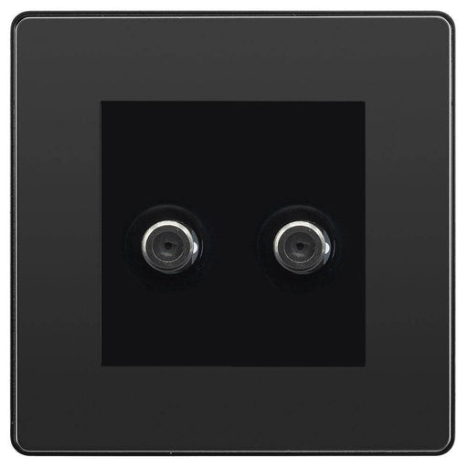 BG Evolve Black Chrome Double Satellite Socket PCDBC612B Available from RS Electrical Supplies