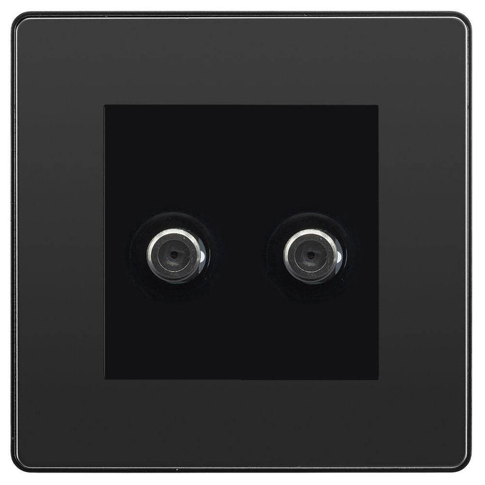 BG Evolve Black Chrome Double Satellite Socket PCDBC612B Available from RS Electrical Supplies