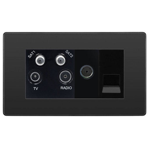 BG Evolve Black Chrome TV/FM/SAT Combination TV Socket PCDBCQUAD2B Available from RS Electrical Supplies