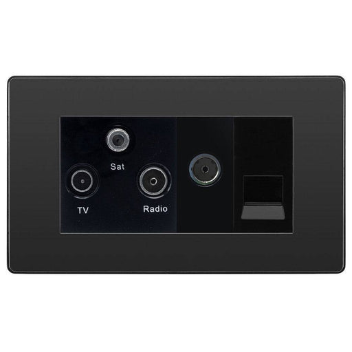 BG Evolve Black Chrome TV/FM/SAT Combination TV Socket PCDBCTRI2B Available from RS Electrical Supplies