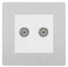 BG Evolve Brushed Steel Double Co-axial Socket PCDBS602W Available from RS Electrical Supplies