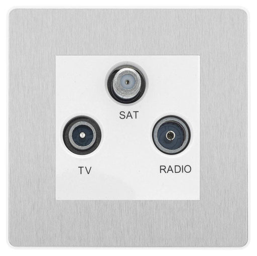 BG Evolve Brushed Steel TV/FM/SAT Socket PCDBSTRIW Available from RS Electrical Supplies