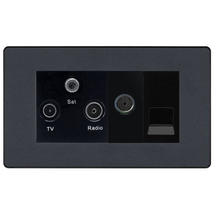 BG Evolve Matt Grey TV/FM/SAT Combination TV Socket PCDMGTRI2B Available from RS Electrical Supplies