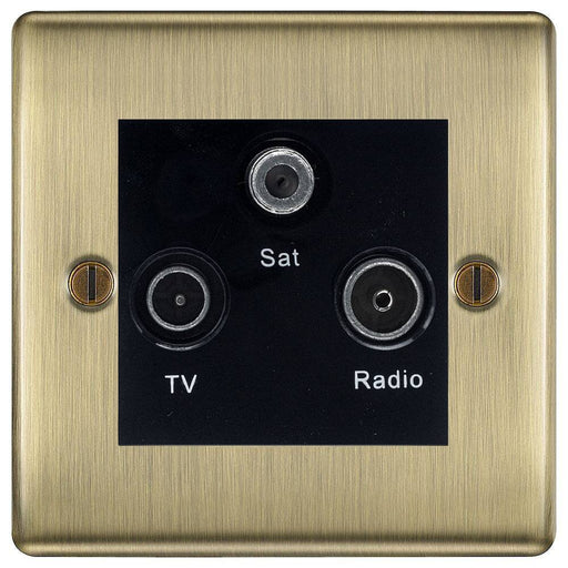 BG Nexus Metal Antique Brass TV/FM/SAT Socket NAB67B Available from RS Electrical Supplies