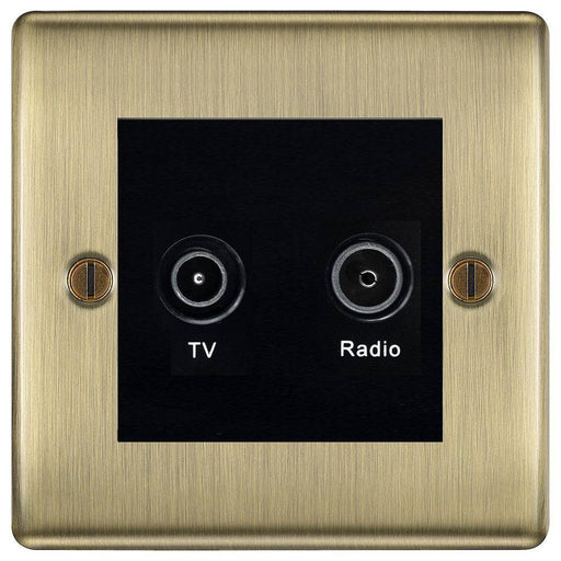 BG Nexus Metal Antique Brass TV & FM Socket NAB66B Available from RS Electrical Supplies