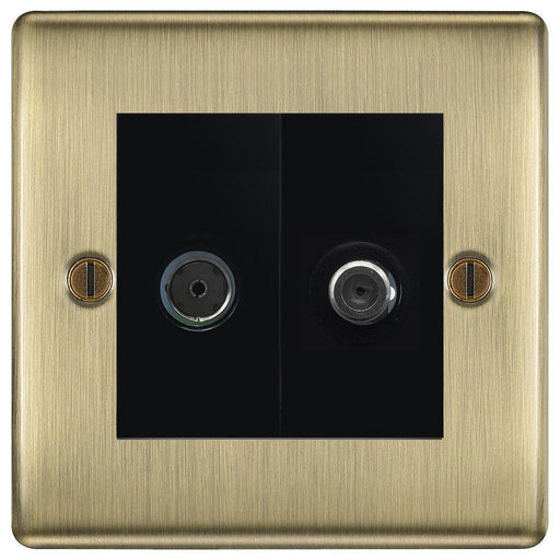 BG Nexus Metal Antique Brass TV & Satellite Socket NAB65B Available from RS Electrical Supplies