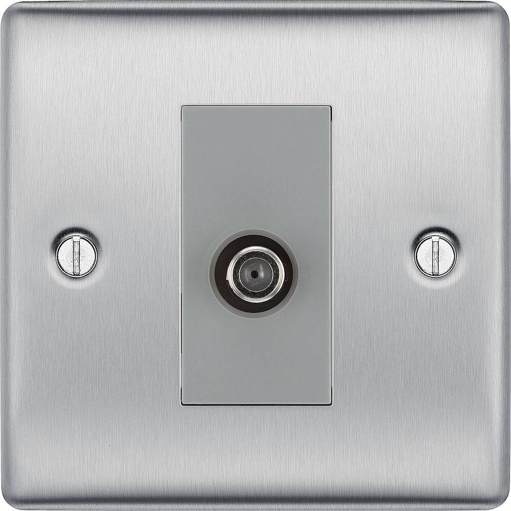 BG Nexus Metal Brushed Steel Satellite Socket NBS64G | RS Electrical ...