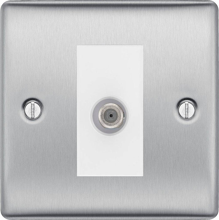 BG Nexus Metal Brushed Steel Satellite Socket NBS64W Available from RS Electrical Supplies