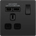 BG Evolve Black Chrome 13A Single USB Socket PCDBC21U2B Available from RS Electrical Supplies