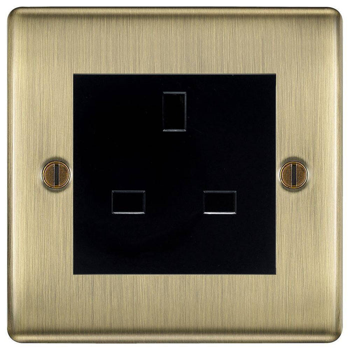 BG Nexus Metal Antique Brass 13A Unswitched Socket NABUSSB Available from RS Electrical Supplies