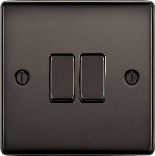 BG Nexus Metal Black Nickel 2G 2W Light Switch NBN42 Available from RS Electrical Supplies